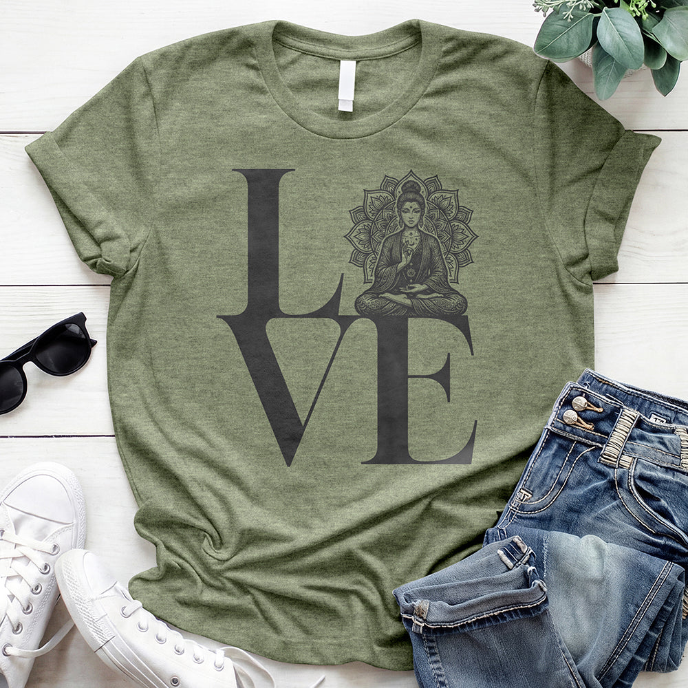 Love Meditation Tee - Heather Military Green