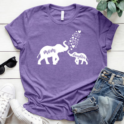 Mom and Daughter Elephant Tee - Heather Purple