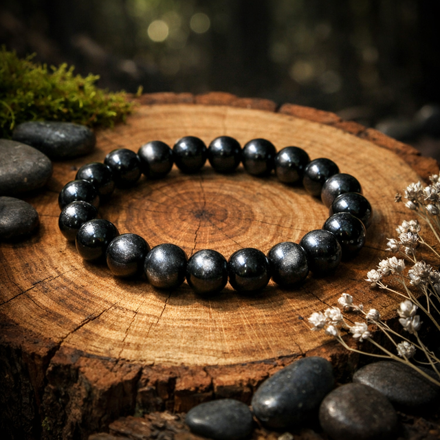 Attracting Wealth Silver Obsidian Bracelet